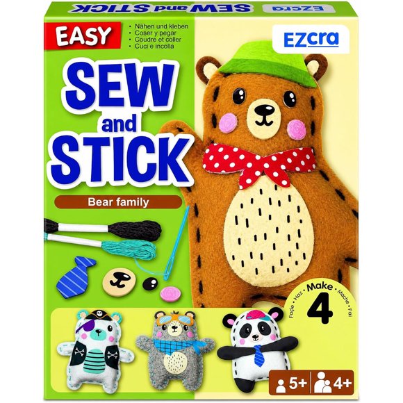 EZCRA Bear Sewing Kit for Kids Ages 4–8, Beginner Felt Projects