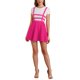 thumbnail image 2 of INSPIRE CHIC Falda de Mujer Regreso a Clases Plisada General Gótica Elástica de Cintura Alta Línea A Kawaii Falda con Tirantes Rosa Rojo L, 2 of 6