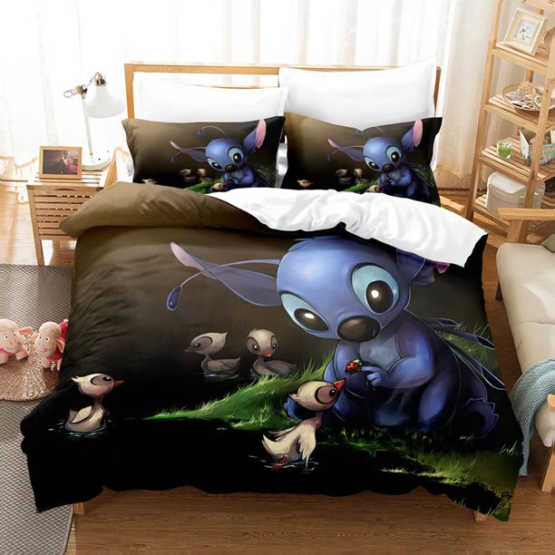 Stitc-h 3 Pcs Comforter Set with 2 Pillowcases,Sti-tch Bedding Set Sheet Set for Kids Adults,All Season Lightweight