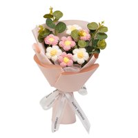 Magideal - Ramo De Flores De Ganchillo, Ramo Tejido A Mano, Decoración Del Día De La Madre, Ramo De Flores Artificiales Versátil Para Fiesta De Acción De Gracias Rosa