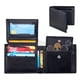 thumbnail image 2 of Cartera De Cuero De Los Hombres Con Bolsillo De Moneda Flip Up Ventana De Identificación Rfid Bloqueo Delgado Doble Tarjeta Bolsillo Delantero Cartera (negro), 2 of 3