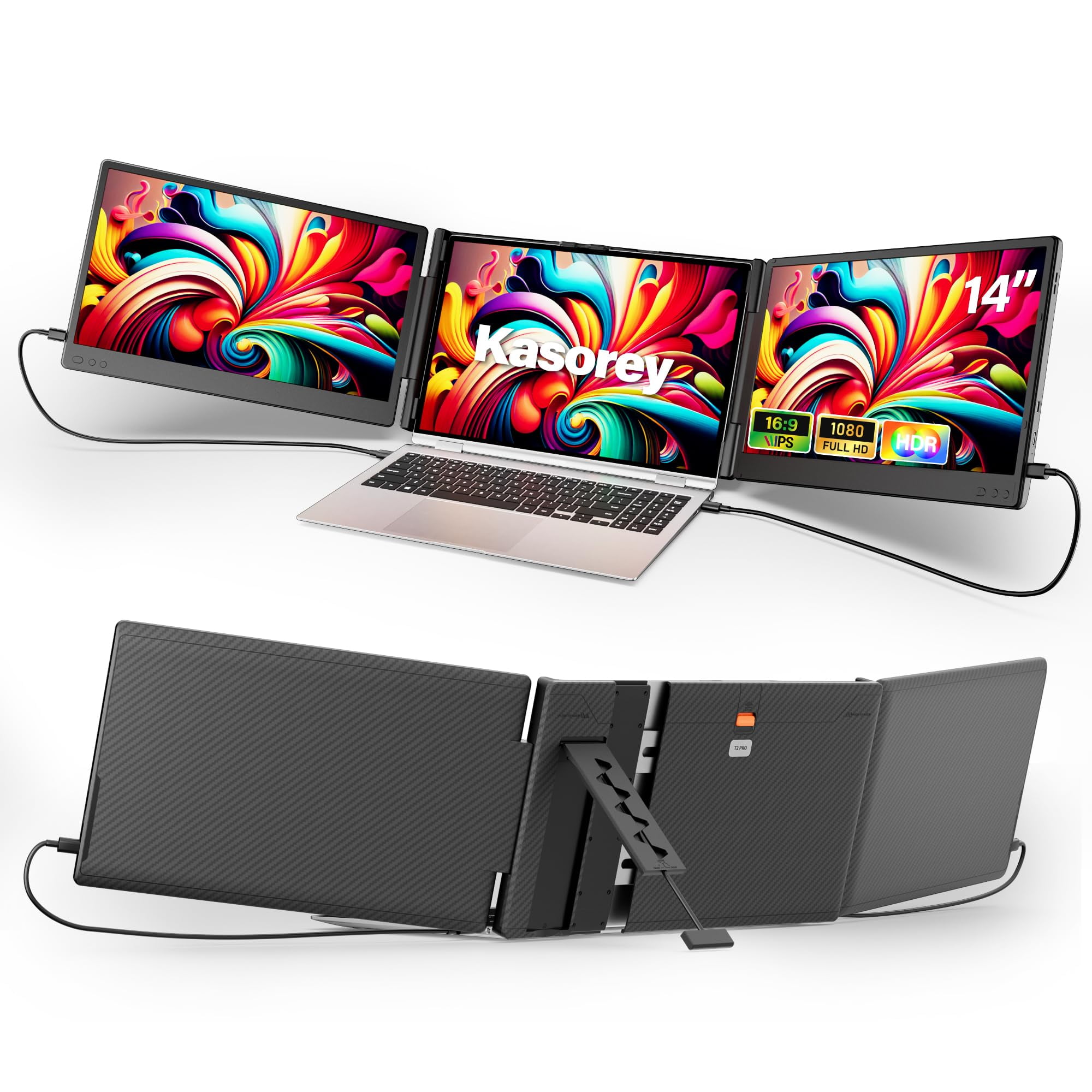 Kasorey - Extensor De Pantalla Portátil Monitor Portátil 14" 1080p Fhd Ips