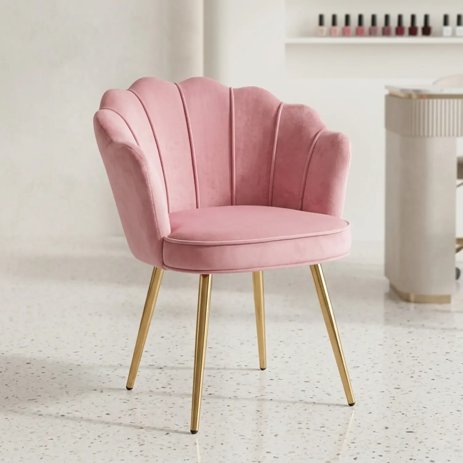Genérica - Silla Manicure Profesional Velvet Tipo Concha Para Uñas Y Salón De Belleza Rosada