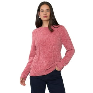 Sweater Mujer Chenille Trenzado Rosado Corona
