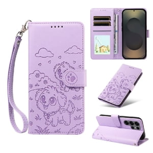 Funda Billetera Foxdock Compatible Con Samsung Galaxy S25 Ultra, Diseño Perrito Tierno, Ranuras Para Tarjetas Y Soporte Plegable