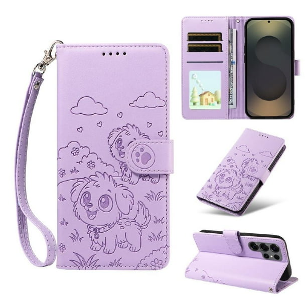Funda Billetera FOXDOCK Compatible con Samsung Galaxy S25 Ultra, Diseño Perrito Tierno, Ranuras para Tarjetas y Soporte Plegable