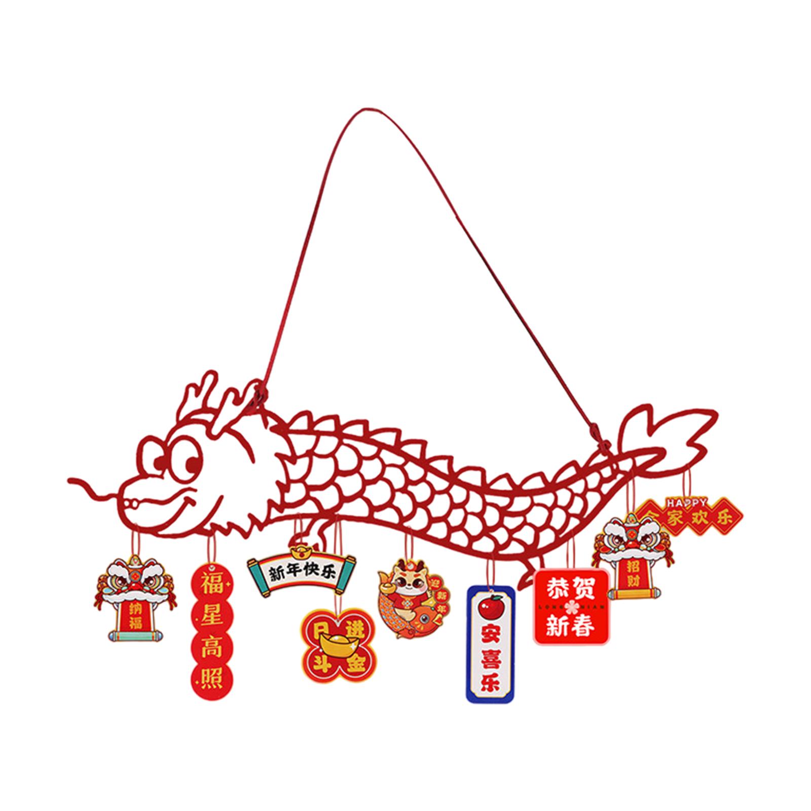 Magideal - Adorno Colgante Del Año 2024 Del Dragón Chino, Palabras De Bendición Del Festival De Primavera De 19 Pulgadas De Largo Para Paredes De Tv, Decoración
