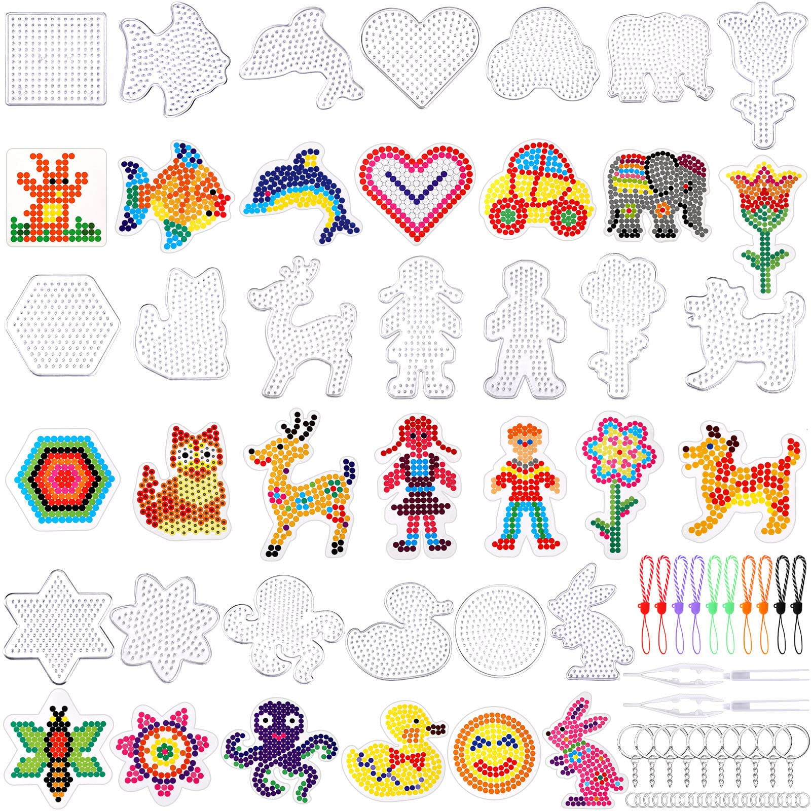 Tablas Perforadas Fuse Beads Augsun Con Forma De Animal Con Tarjetas Para Niños