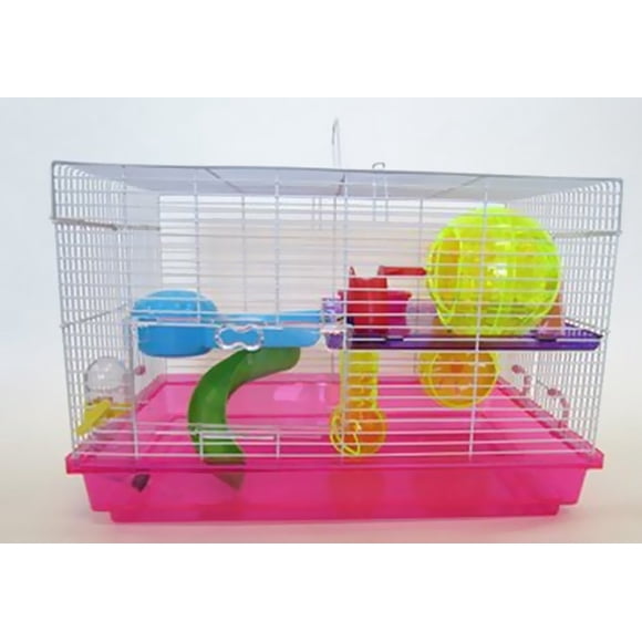 Cage YML de plástico transparente para hámsteres enanos y ratones, color rosa