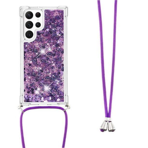 Funda FOXDOCK para Samsung Galaxy S21 Ultra con Cuerda Ajustable, Brillo Líquido, Protección Antigolpes y Lente – Ideal para Regalo