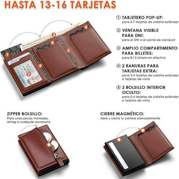 Billetera Plegable Cartera Rfid Hombre Cartera Plegable De Cuero