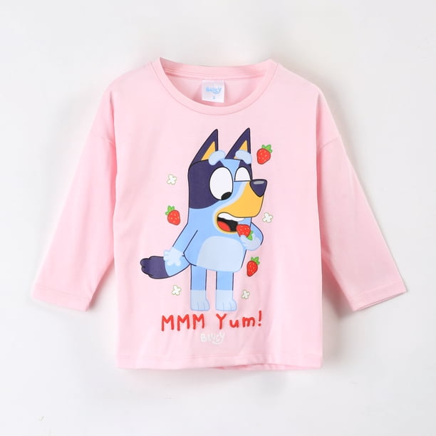 Polera Manga Larga Niña Bluey Frutillas Rosado