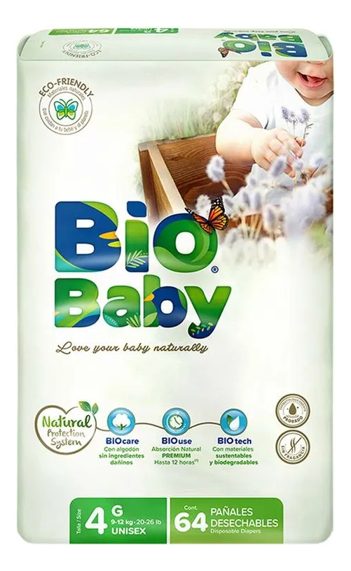Chicolastic - Pañales Bio Baby Ecológicos Talla 4 G - 64 Piezas.