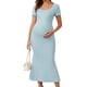 thumbnail image 1 of INSPIRE CHIC Vestido de maternidad para mujer con dobladillo de cola de pez ajustado, vestido maxi acanalado antes, durante y después del embarazo azul XXL, 1 of 6