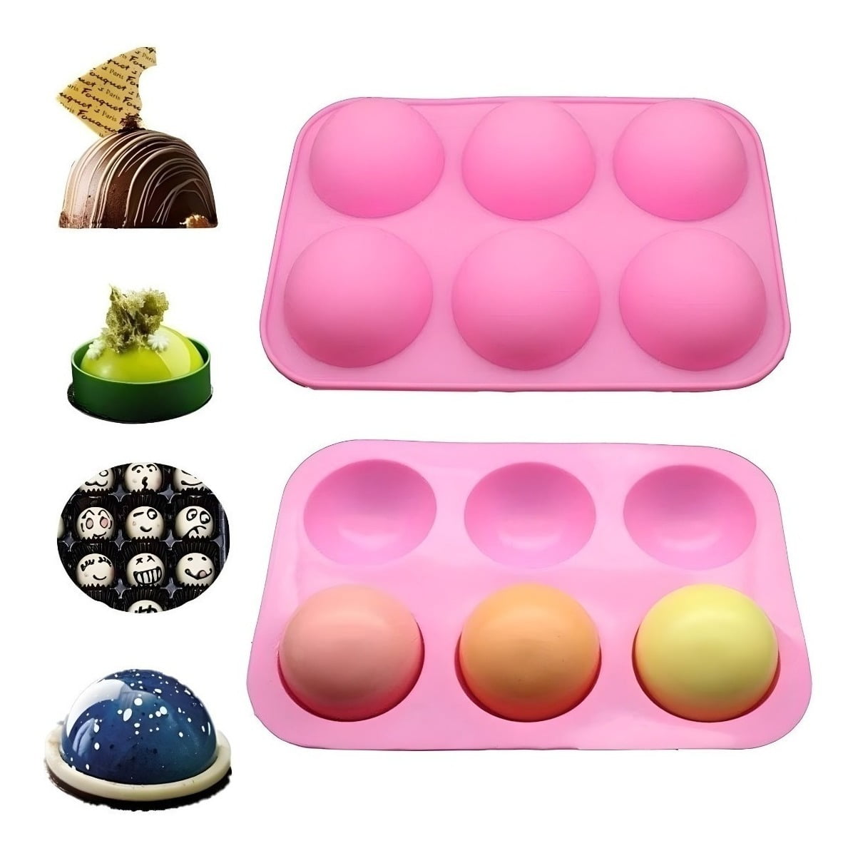 Genérico - 2 Molde Silicona Media Esfera Molde Silicona Media Esfera