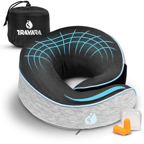 Almohada cervical de viaje TRAVARA Airplane con espuma viscoelástica 360°