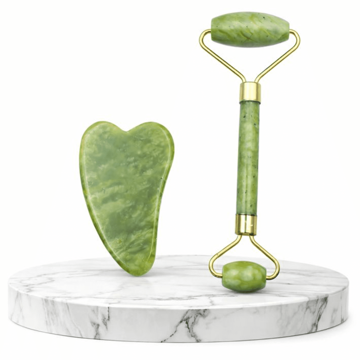 Genérico - Set Rodillo Facial Jade + Gua Sha Masaje Reafirmante Rostro