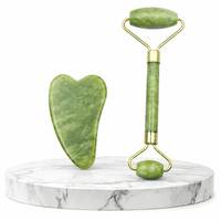 Genérico - Set Rodillo Facial Jade + Gua Sha Masaje Reafirmante Rostro