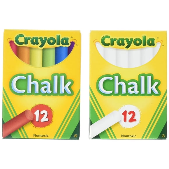 Chalk Bundle Crayola, tiza blanca no tóxica (12 unidades) y de colores