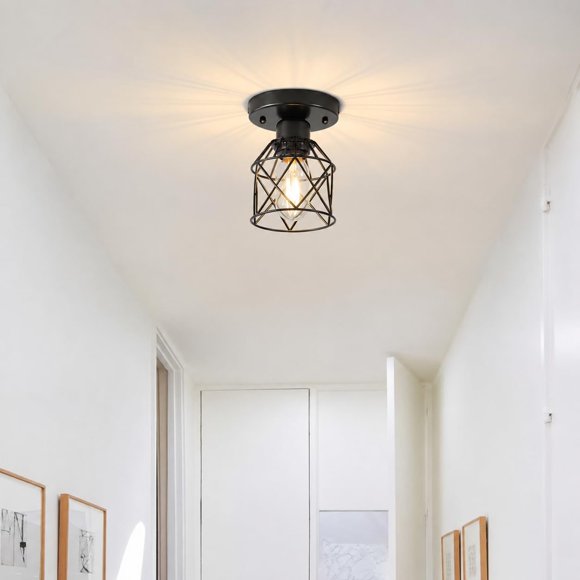 Luz de techo Vohyzufa con jaula de metal negro - 1 unidad