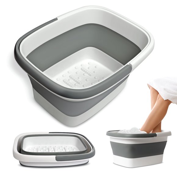 Bañera para pies Mantello plegable 15 L blanco y gris