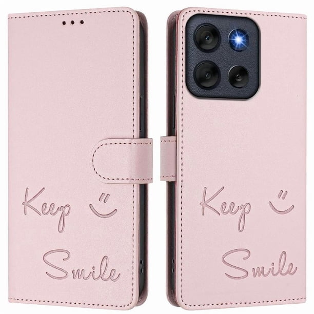 Funda Cartera para Motorola Moto G56 con Bloqueo RFID, Cierre Magnético y Ranuras Tarjetas Rosa