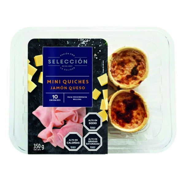Mini Quiche Coctel Jamón Queso Refrigerada 10 Un, 350 g