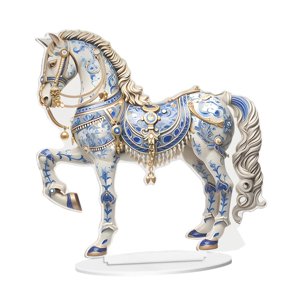 Magideal - Escultura Acrílica En Forma De Caballo, Decoración Decorativa, Estatuilla Decorativa, Estatua Para Fiesta, Sala De Estar, Estantería Para Interiores Y Azul
