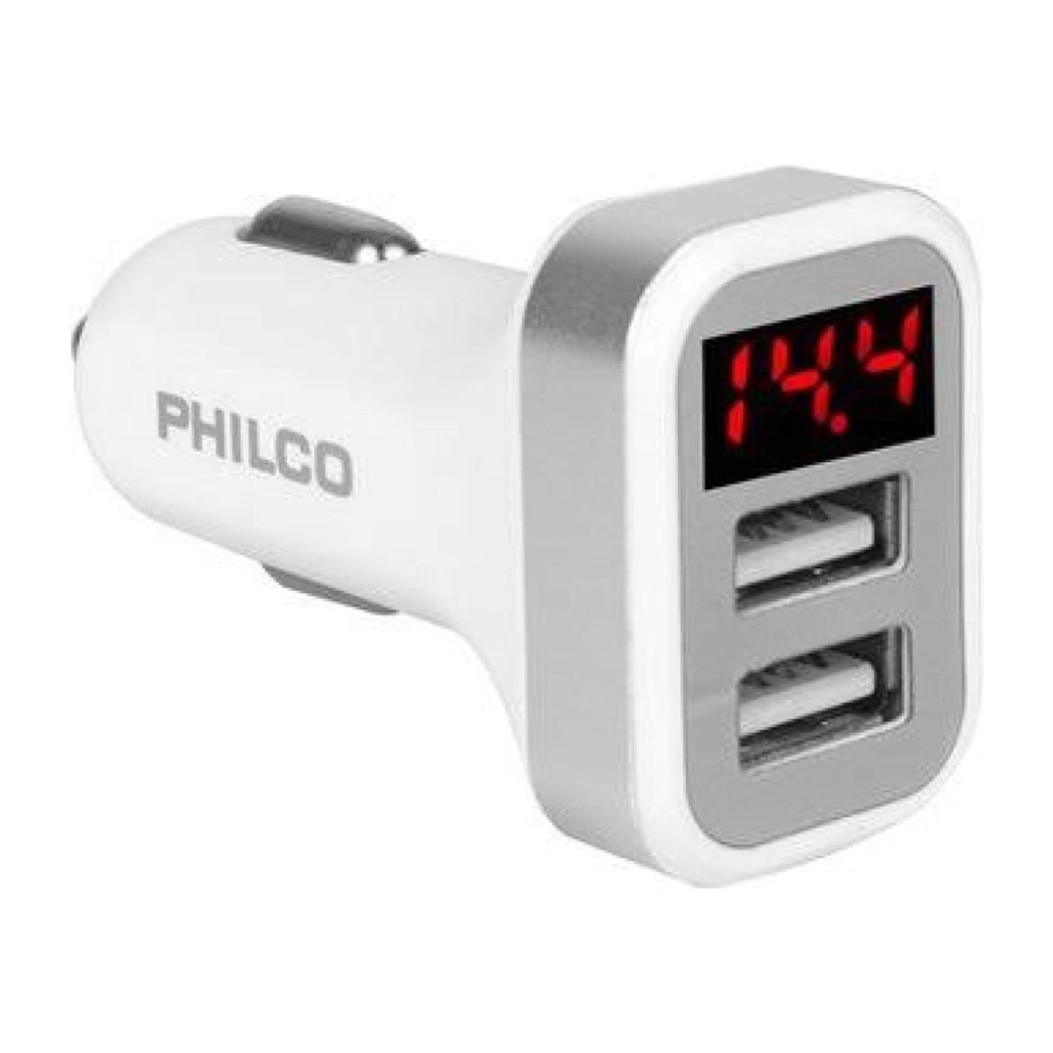 Philco - Cargador Para Automovil Doble Usb Carga Rapida Led Blanco