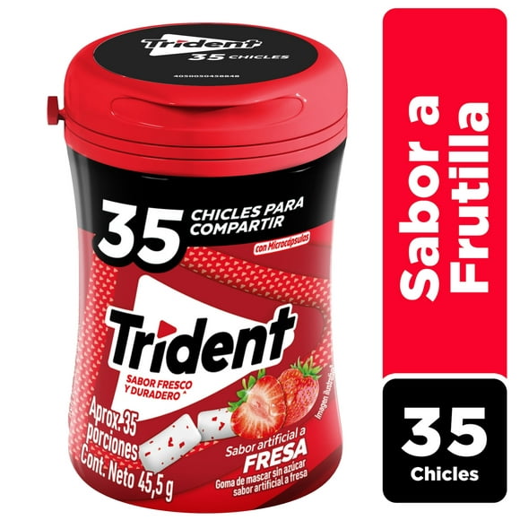 Chicle Sin Azúcar Botella Sabor Frutilla, 45,5 g