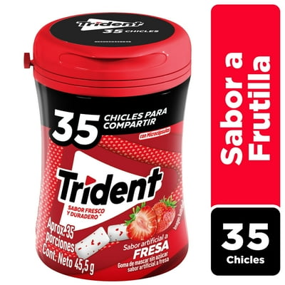 Chicle Sin Azúcar Botella Sabor Frutilla 45,5 G Trident