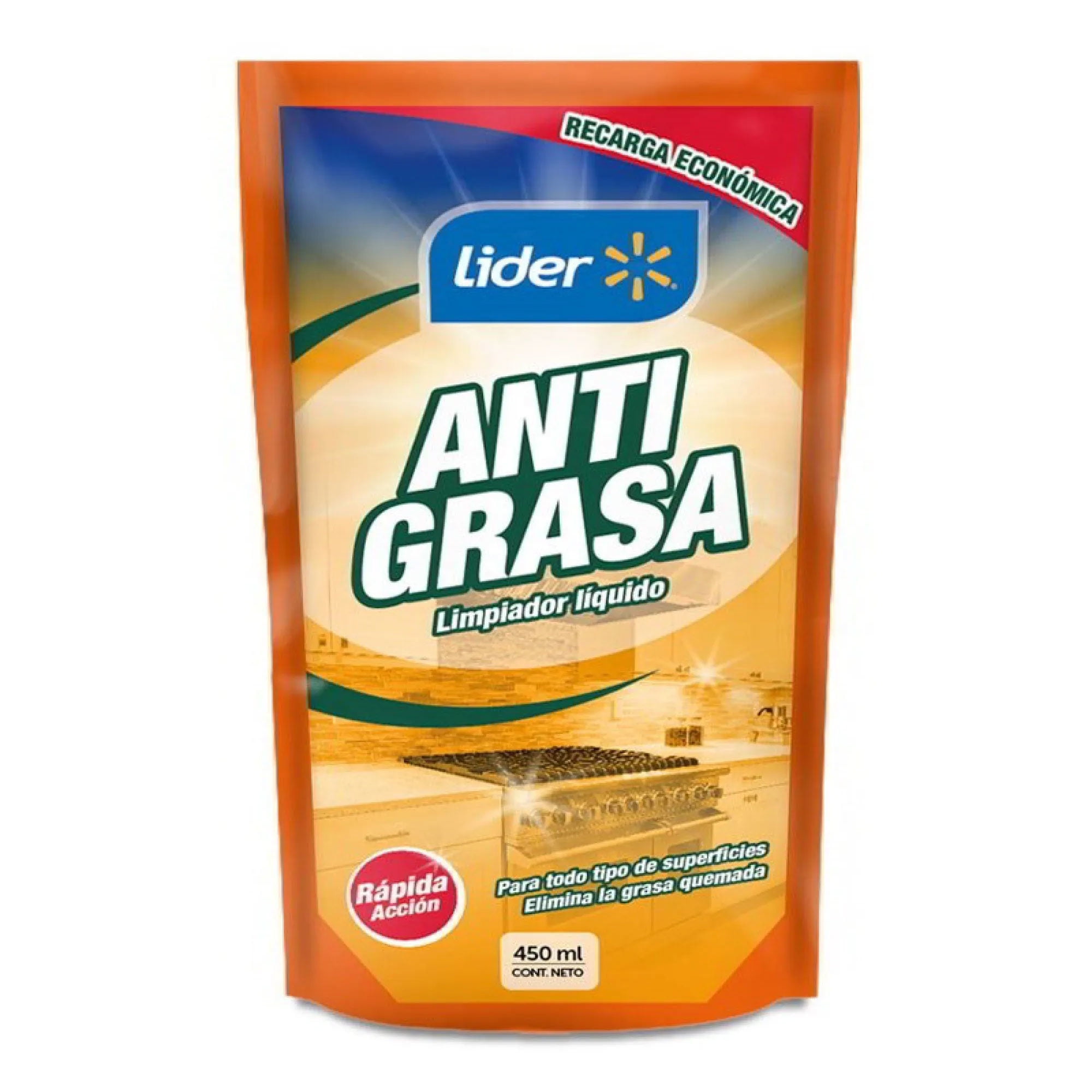 Limpiador Líquido Antigrasa Recarga Doypack 450 ml Lider