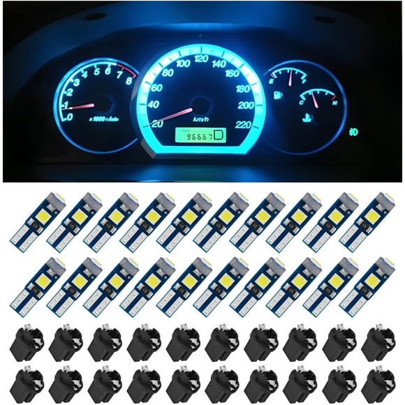 Luces LED T5 Bittwee 3030SMD Tablero Auto 20 Unid Ice Blue