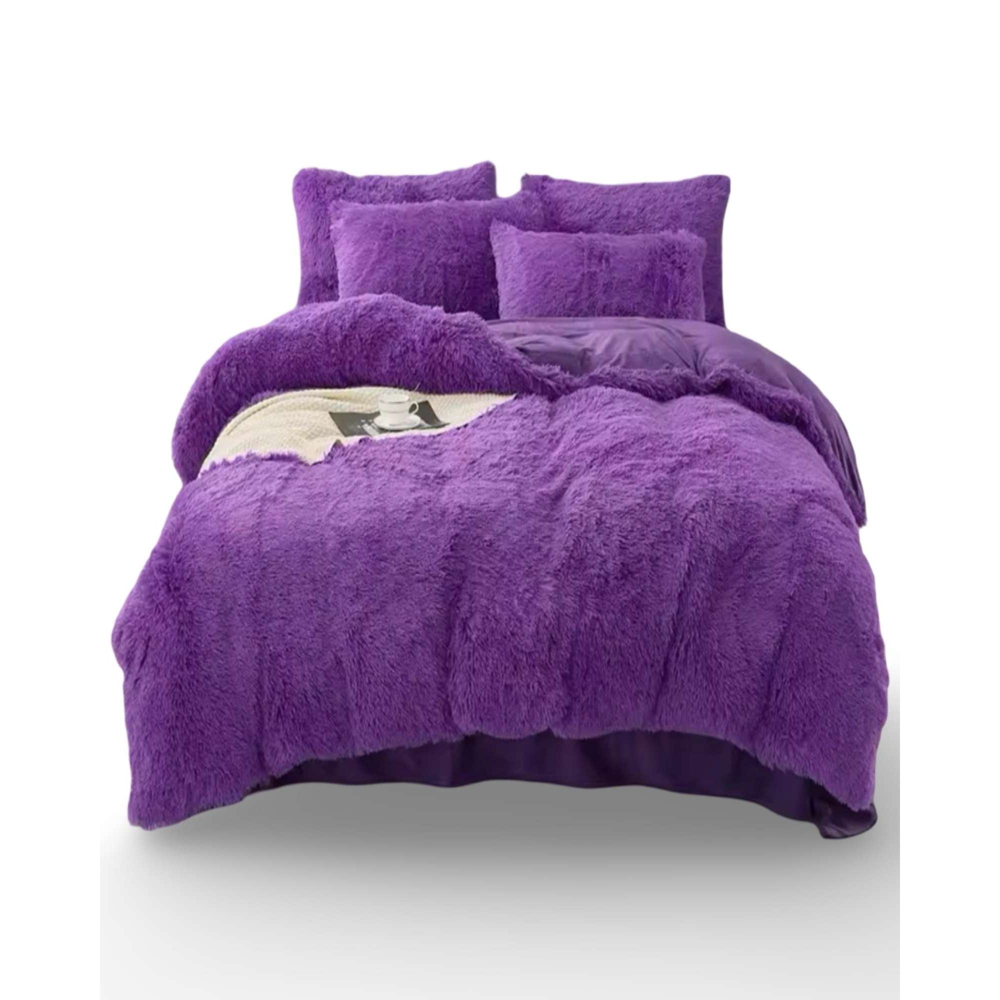 Gran Sol - Plumón Cubrecama Chiporro Peludo Grueso 2 Plazas Morado