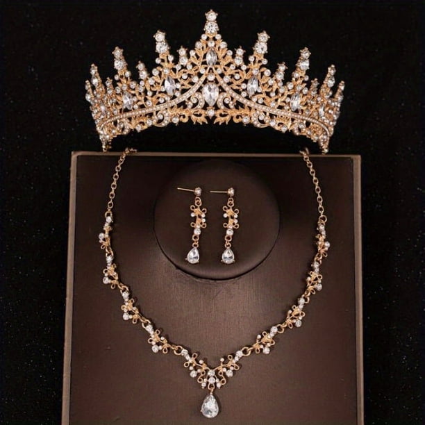 3pcs Elegant Crystal Bridal Jewelry Set - Rhinestone Tiara Crown, Necklace, and Earrings - Perfect for Weddings and Special Occasions