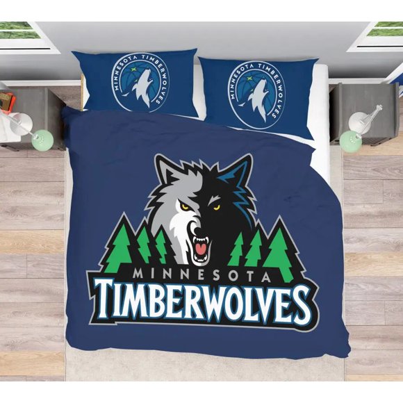 NBA Minnesota Timberwolves Quilt Duvet Cover Set Bedroom Decor Bedspread