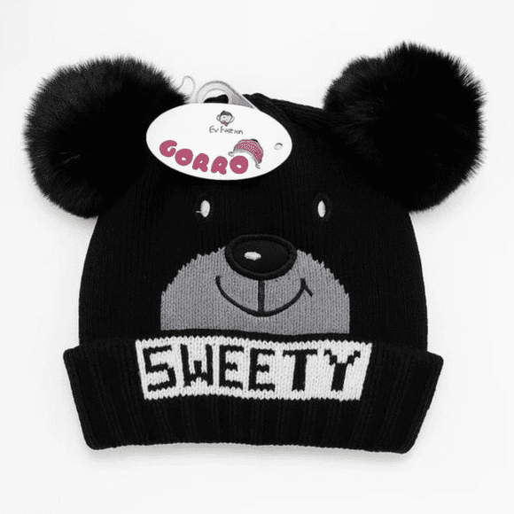 GORRO DE LANA INFANTIL CON CHIPORRO Y DOS POMPONES BEBE UNISEX