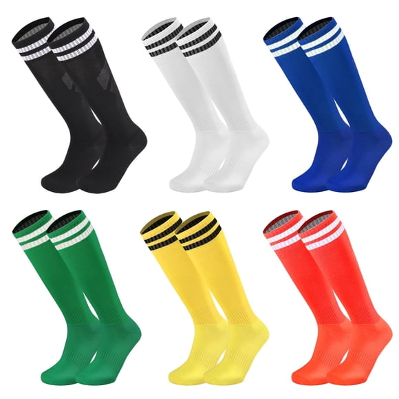 Calcetines de fútbol Ultrafun para niños y jóvenes, lisos, con rayas hasta la rodilla, 6 pares