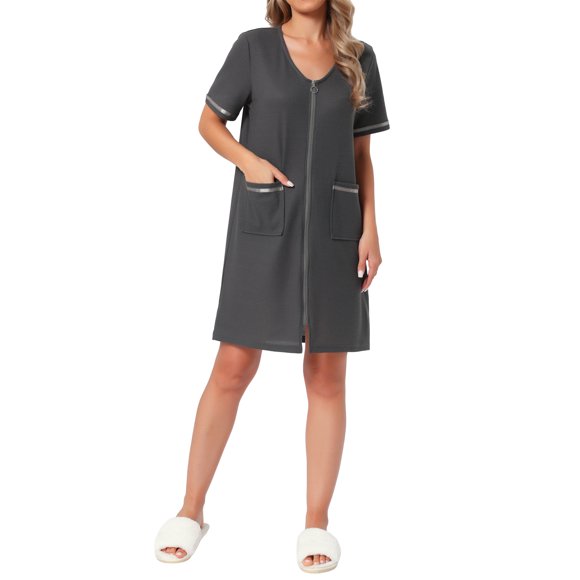 INSPIRE CHIC Batas con Cremallera Zip Up Hosecoat con Bolsillos para Mujeres en Tela Suave y Ligera Perfecta para Descansar 2XL Verde