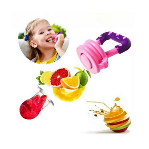 Genérico - Chupete Mordedor Alimentario De Frutas Bebes + 2 Repuestos Color Rosado