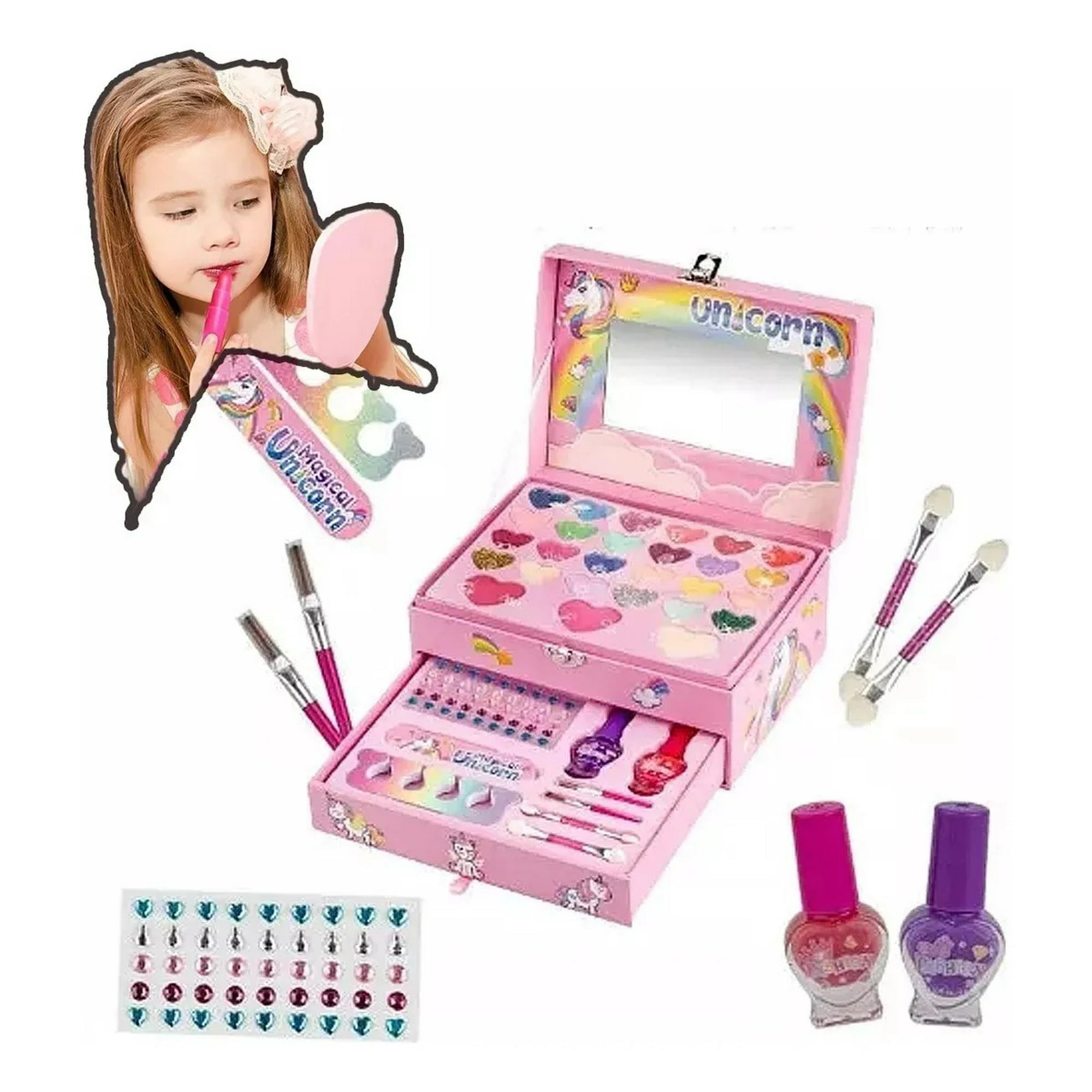 Genérica - 32pcs Juego De Juguetes De Maquillaje Cosmético Para Niños, No Es Tóxico, No Contiene Conservantes, Es Un Material A Base De Agua Y Es Suave Para La Piel.