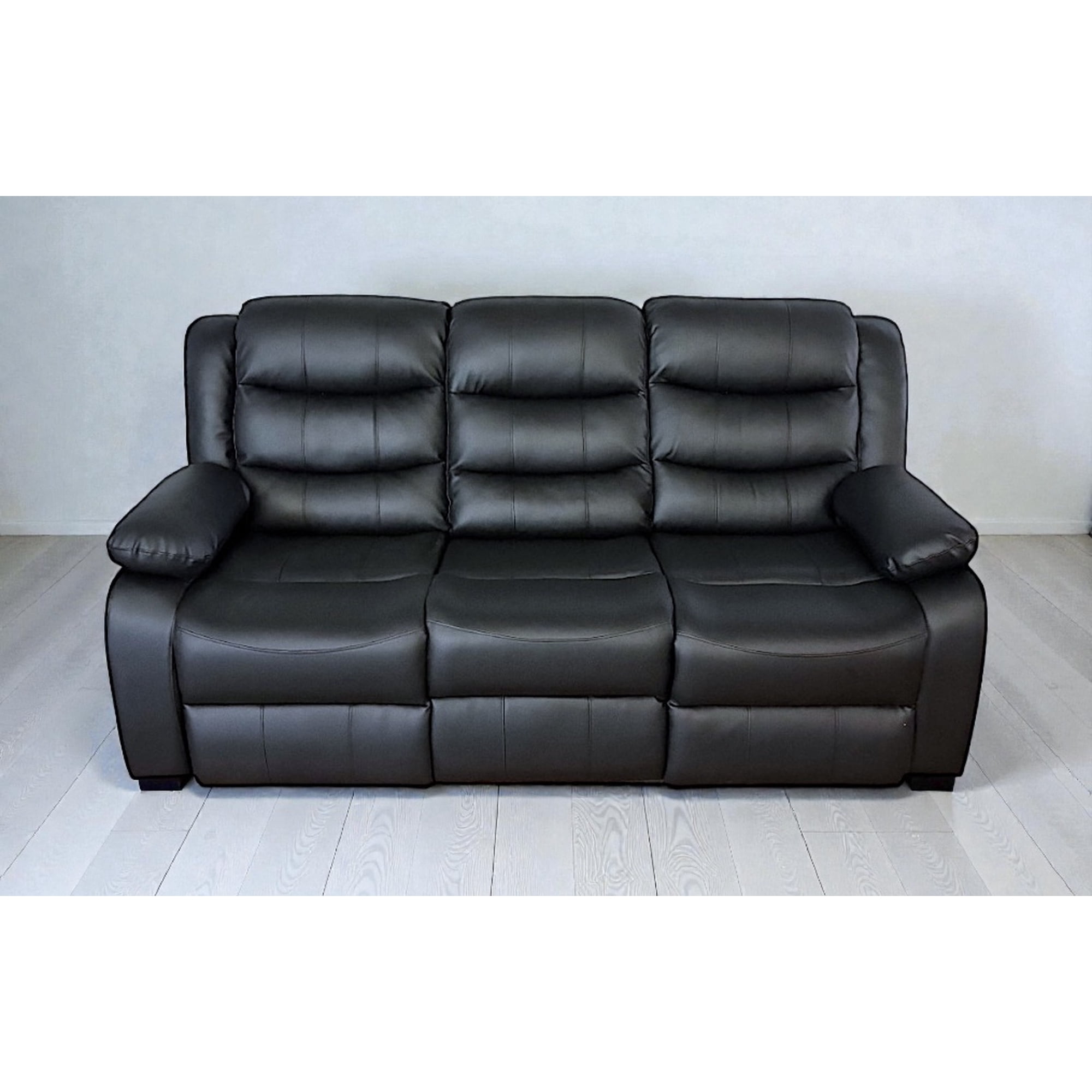 Casa Factory - Sofa Reclinable Relaxline 3 Cuerpos Negro Posa Vaso