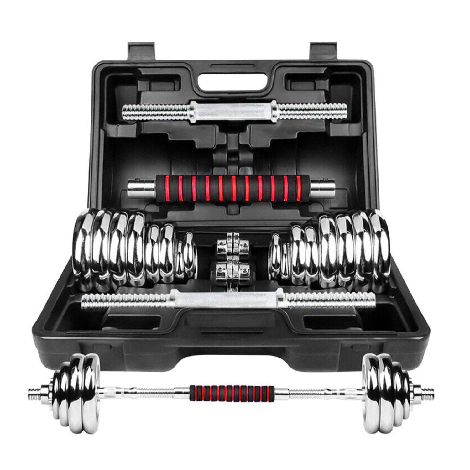 Sportime - Set De Mancuernas 30kg Acero Cromadas Barra Y Maletín