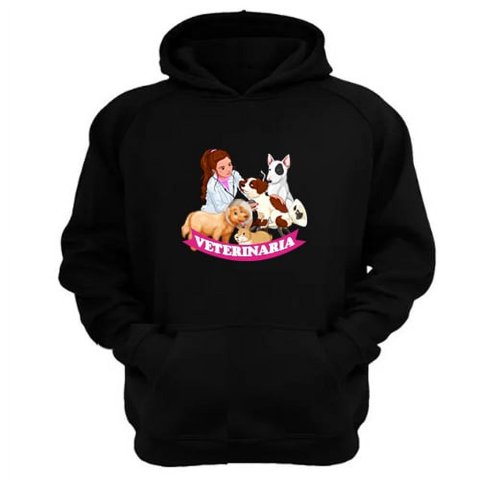 Genérico - Polerón Canguro Veterinaria Negro Talla S Unisex