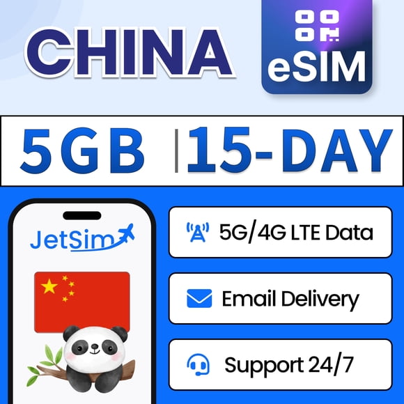 eSIM JETSIM China 5 GB de alta velocidad por 15 días
