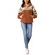 thumbnail image 2 of Sudadera de Invierno para Mujer INSPIRE CHIC Manga Larga con Solapa Media Cremallera Piel Sintética Panel Sólido Contraste de Gatos con Bolsillos XL Rojo Ladrillo, 2 of 6