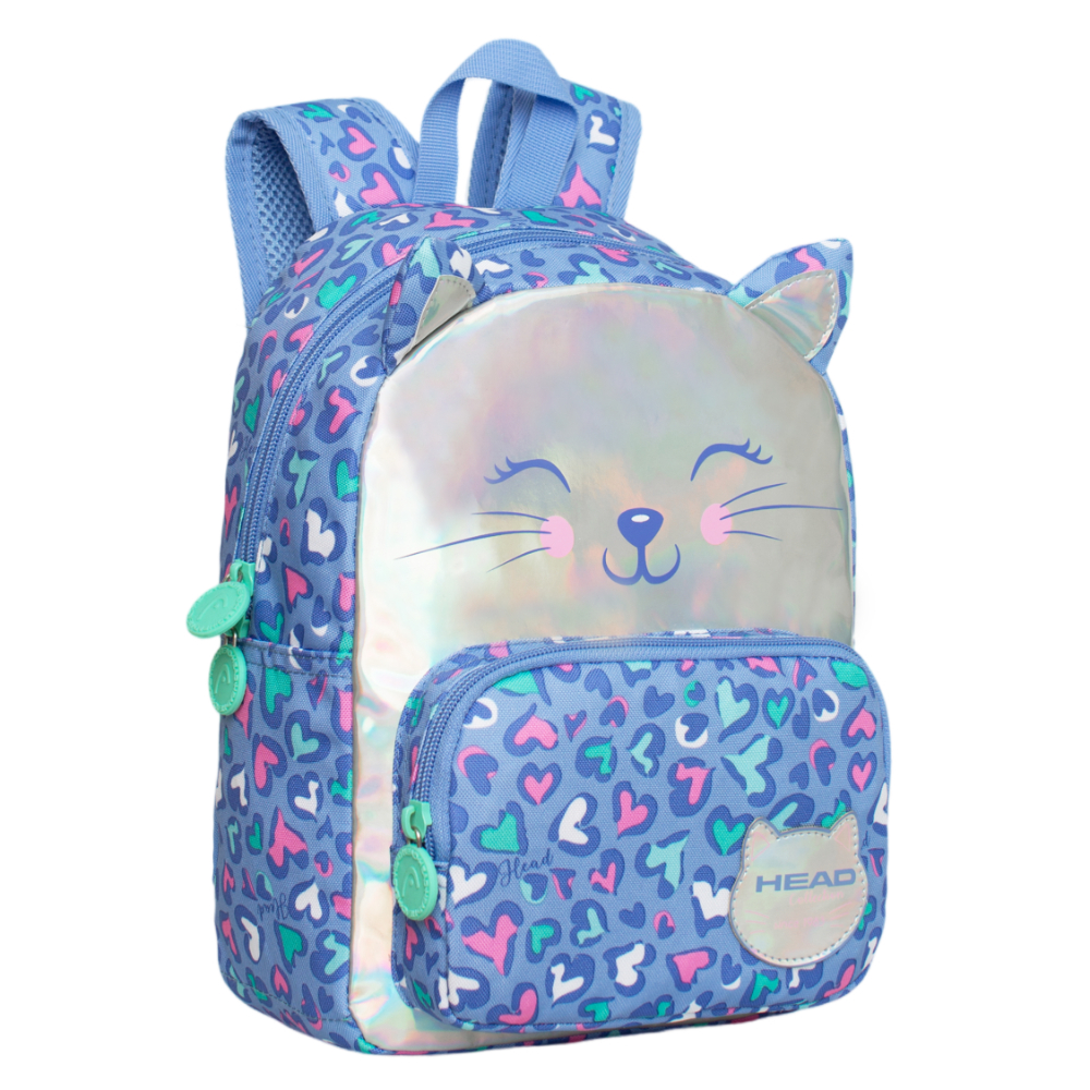 Mochila Infantil Niña Pop Gato Corazon Lila Head