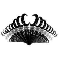 Magideal - 50 Unids Ear De Estiramiento Tapones Para Los Oídos Túneles Camilla Herramientas De Joyería Acrílico Tapones Tapones Ear , Black Negro