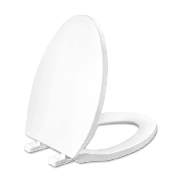 Asiento de inodoro alargado WSSROGY de plástico blanco con cierre suave