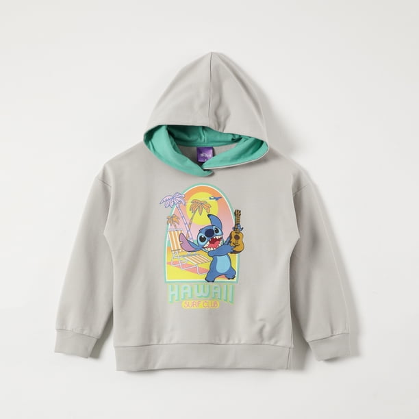 Poleron Con Gorro Niña Lilo y Stitch Gris Disney